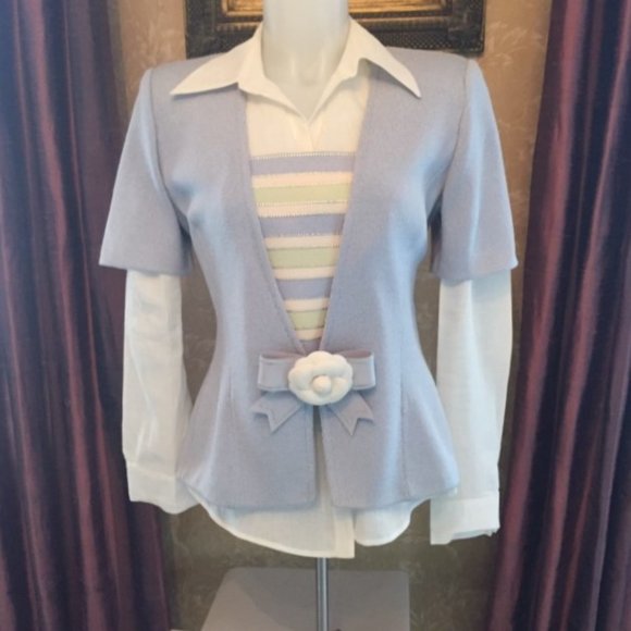 ST. JOHN COLLECTION knit jacket, blue, size 8 - Picture 10 of 12